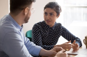 Employee participating in leadership development intervention